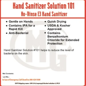 A hand sanitizer solution label with instructions.