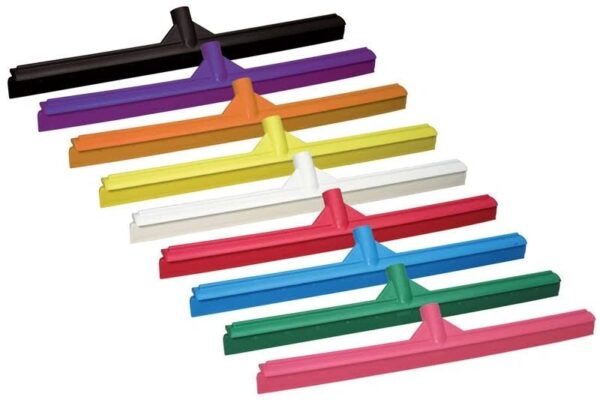 A group of different colored plastic handles.