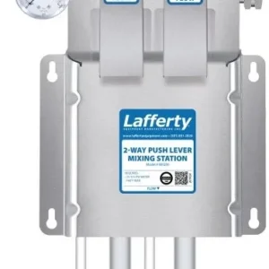 A lafferty mixer station with two valves and three outlets.