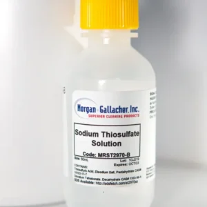 A bottle of sodium thiosulfate solution.