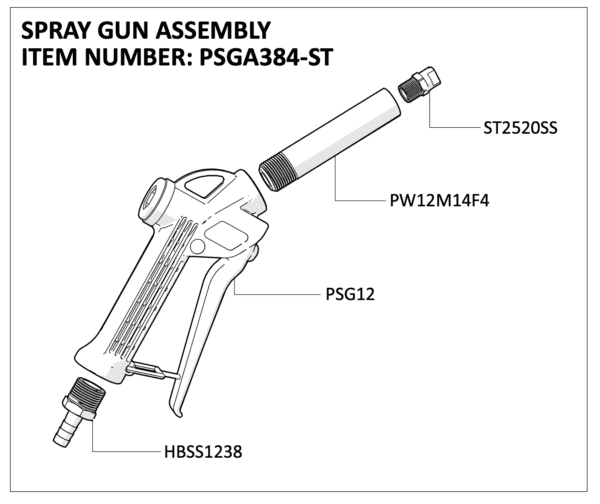 Diagram of a spray gun assembly.